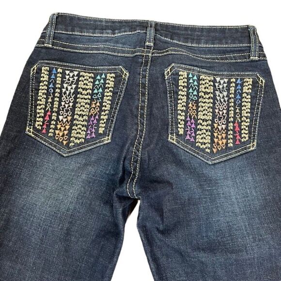 ROCK 47 by Wrangler Boot Cut Embellished Jeans Metallic Gold Women's Size 28 - Picture 8 of 12